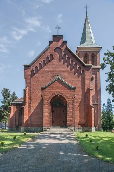 The Evangelical - Augsburg Church of the Apostles Peter and Paul in Pyskowice. A church in the Noegothic style, whose construction was begun in 1894. City of Pyskowice, Upper Silesia, Poland, Europe.