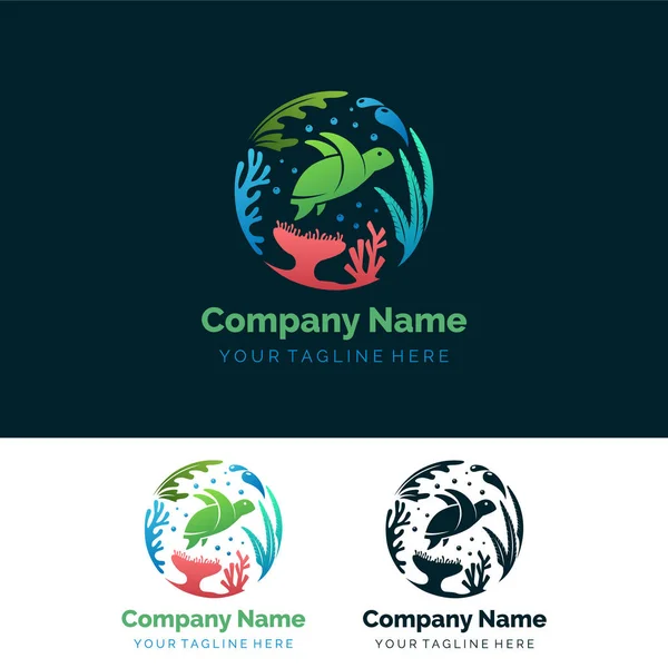 Logo Sotto Mare Colori Sfumati Tua Azienda Tuo Elemento Design — Vettoriale Stock