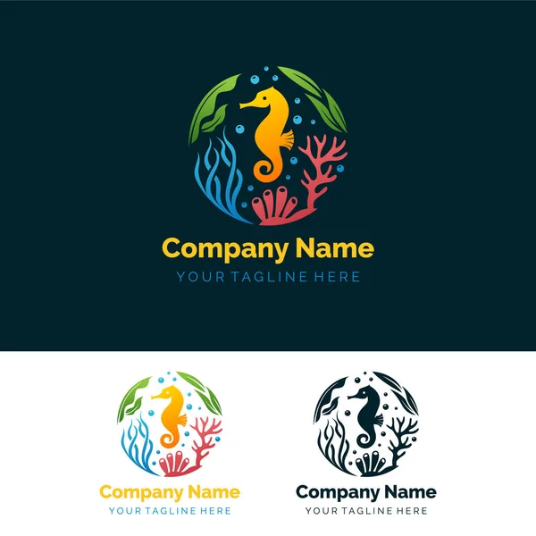 Logotipo Bajo Mar Colores Degradados Para Empresa Elemento Diseño — Vector de stock