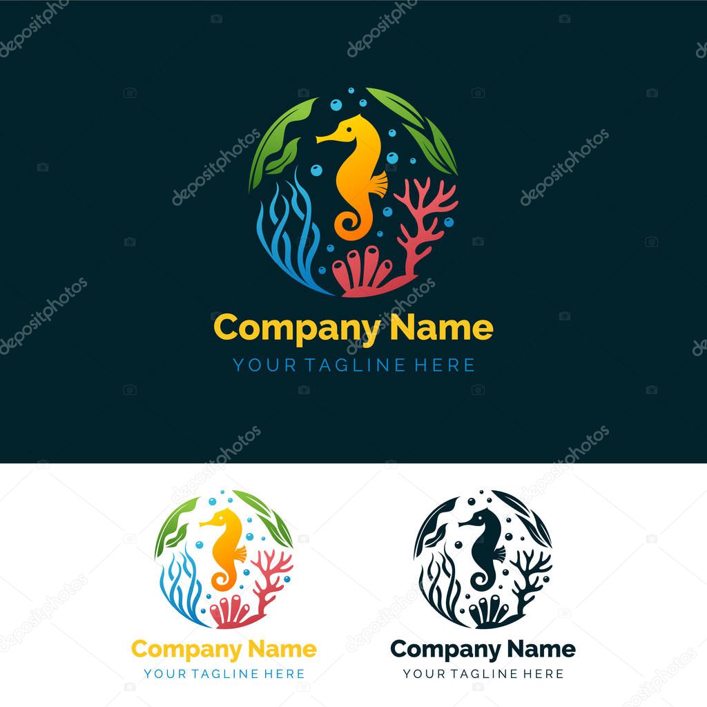 Under the sea logo in gradient colours for your company or your design element
