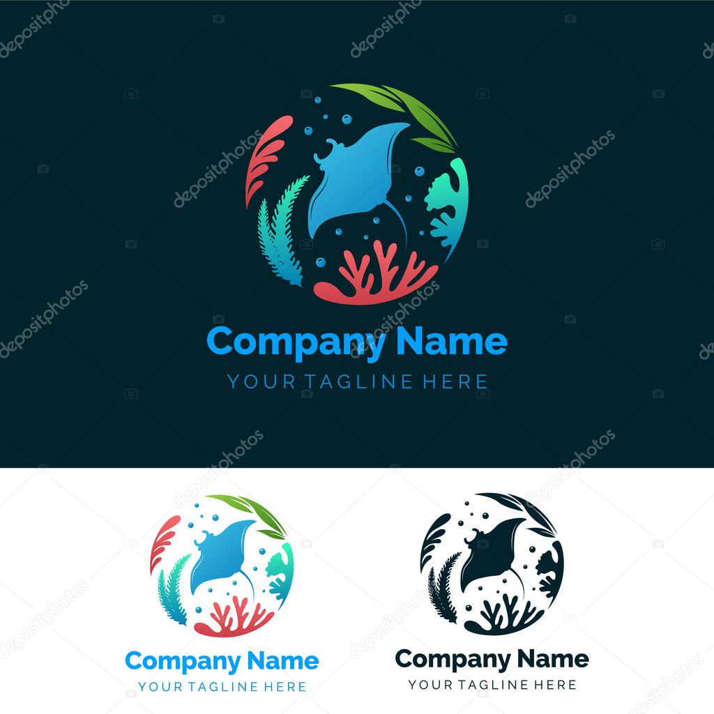 Under the sea logo in gradient colours for your company or your design element