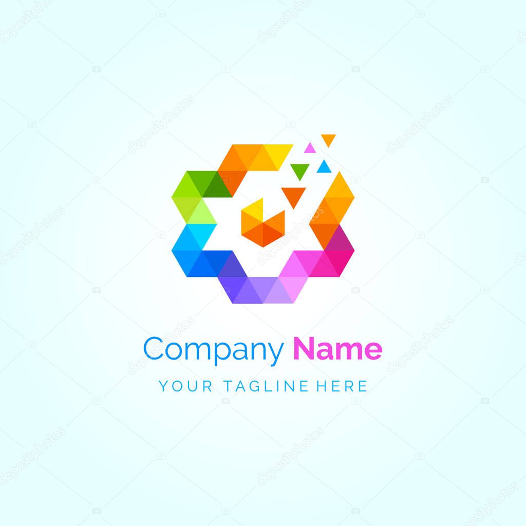 Abstract colourful geometric logo for business company