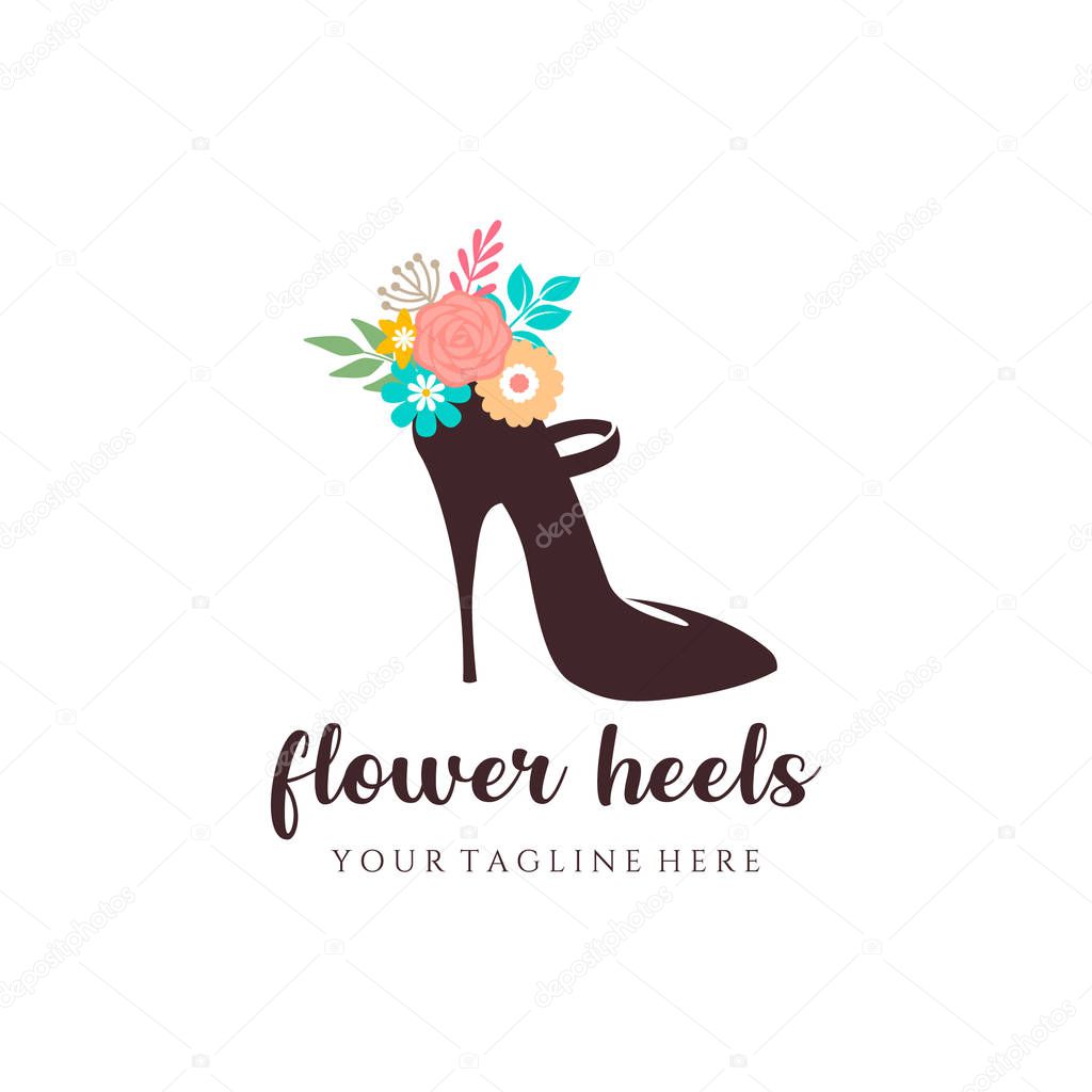 Vintage floral with high heel silhouette logo