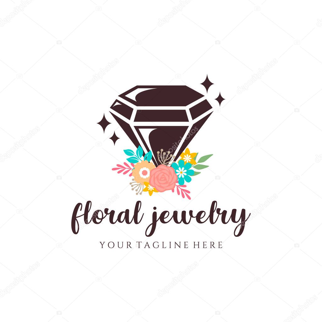 Vintage floral with crystal silhouette logo