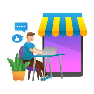 People activity, man shopping online