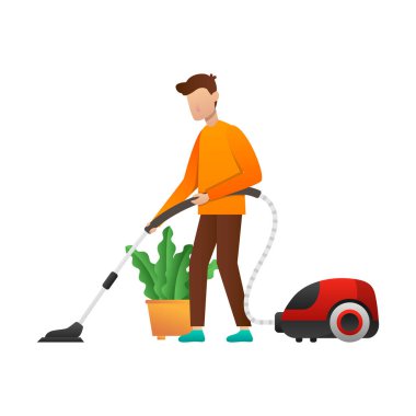 People activity, man cleaning house