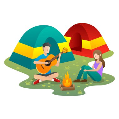 People activity, camping with friend