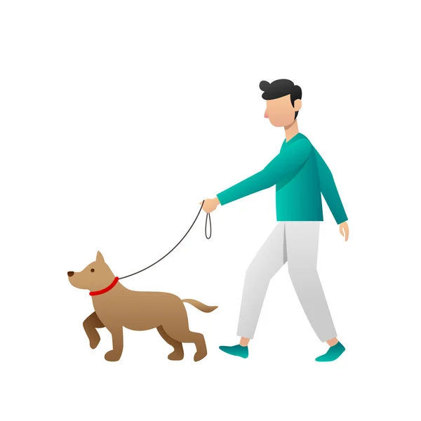 Actividad Gente Pasear Con Perro — Vector de stock