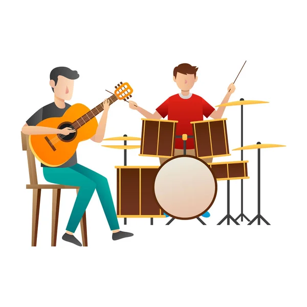 People Activity Play Some Music Friend — Stok Vektör