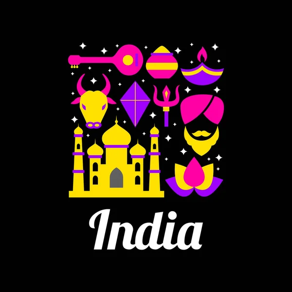 India Country Logo Icons Representing Country — 图库矢量图片