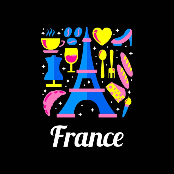 France Logo Flat Bunch Icon Related France — Stock Vector