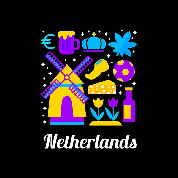 Netherlands Logo Flat Bunch Icon Related Netherlands — 图库矢量图片