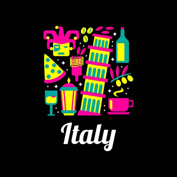 Logotipo Italia Con Racimo Plano Icono Relacionado Con Italia — Vector de stock