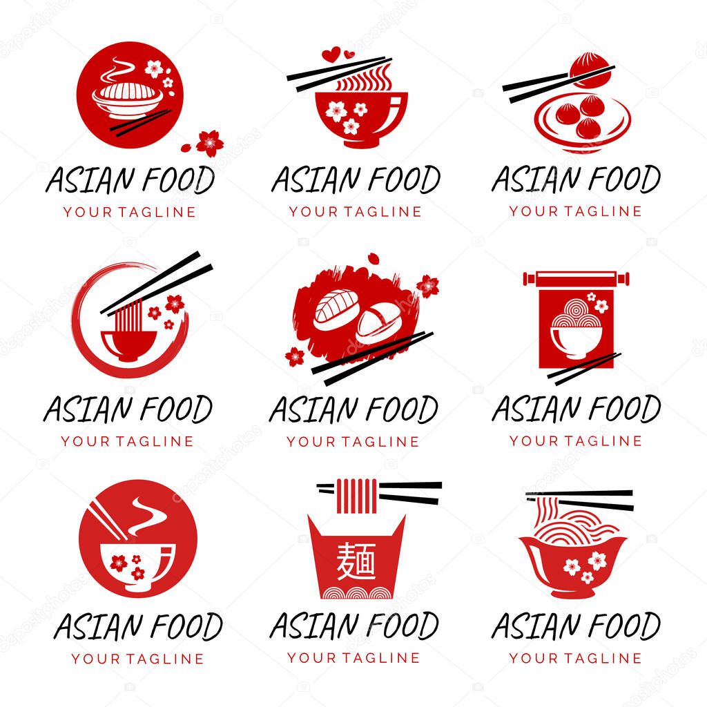 asian restaurant logo collection  for your culinary business
