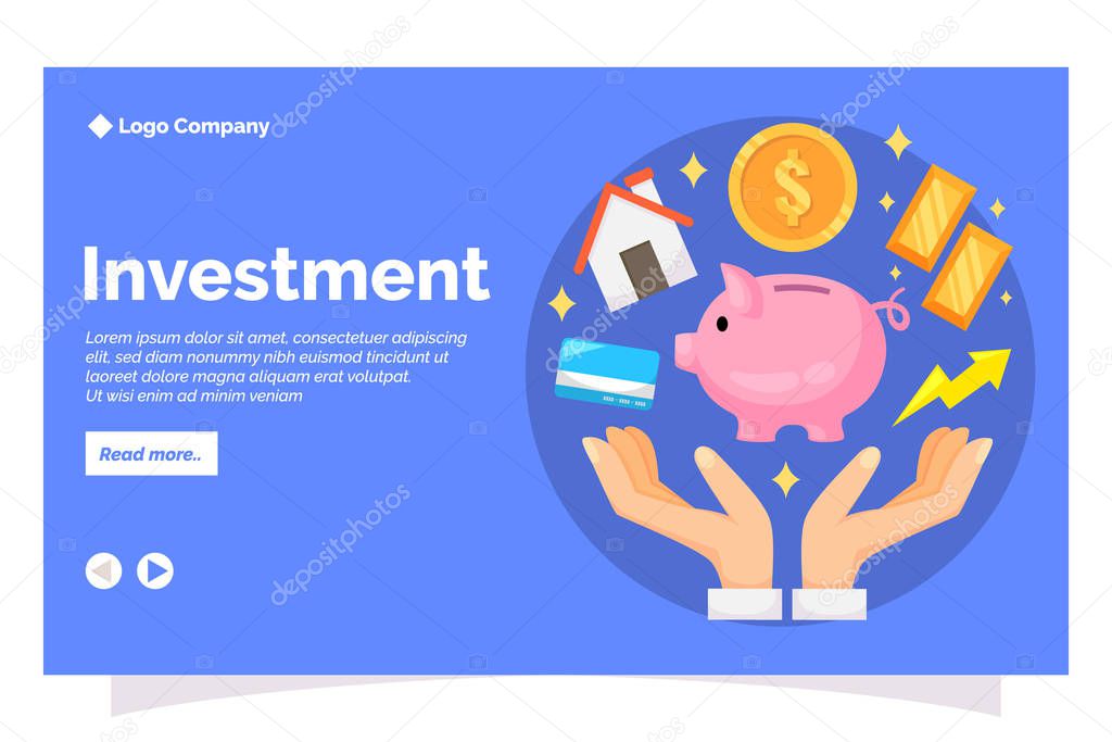 Investment landing page with flat design style