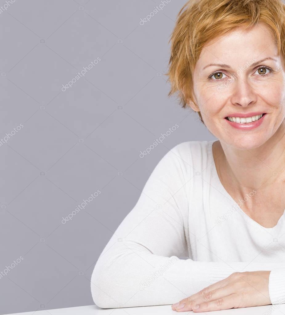 Forty years woman smiling face