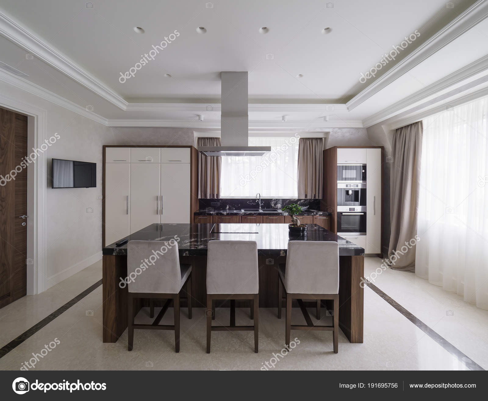 Cozinha Minimalista Moderna Com Sala Jantar Stock Photo Flower Cozinha Minimalista Moderna Com Sala Jantar Stock Photo Flower