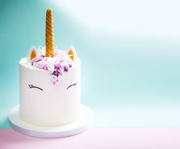 Unicorn flicka födelsedagstårta — Stockfoto