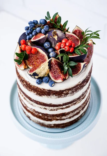 Outono aniversário figo em camadas bolo — Fotografia de Stock