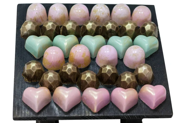 Closeup of chocolate handmade candy bonbons — Stock Photo, Image