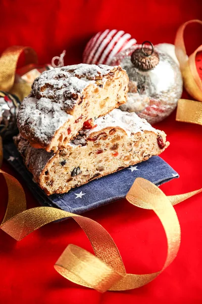 Tradycyjne Świąteczne Ciasto Shtollen — Zdjęcie stockowe