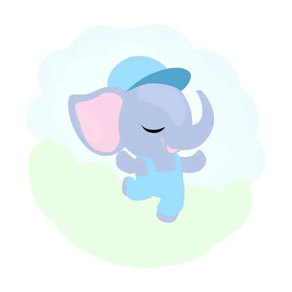 Baby boy elephant jumping and happy. — 스톡 벡터