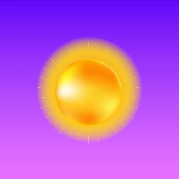 Soleil réaliste sur fond transparent, icône du temps ensoleillé. Modèle de conception vectorielle . — Image vectorielle