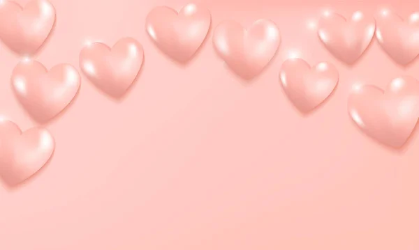 Soft hearts flying on pink background. — 스톡 벡터