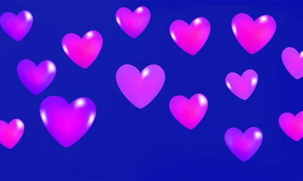 Bright hearts flying on deep blue background. — 图库矢量图片