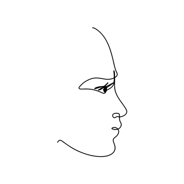 Art linéaire continu, visage dessiné à la main . — Image vectorielle