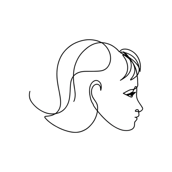 Art linéaire continu, visage de femme dessiné à la main . — Image vectorielle