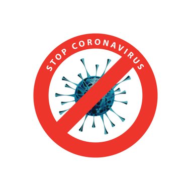 Coronavirus outbreak, stop corona 2019-ncov icon in a red circle.