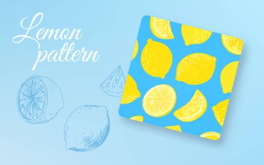 Limon meyvesi baskısı, vektör yaz ciitrus besin geçmişi. 