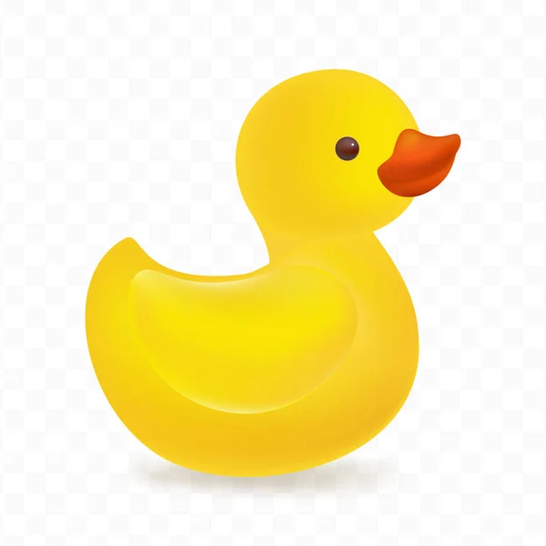 Jouet réaliste en caoutchouc jaune canard. Adorable canard . — Image vectorielle