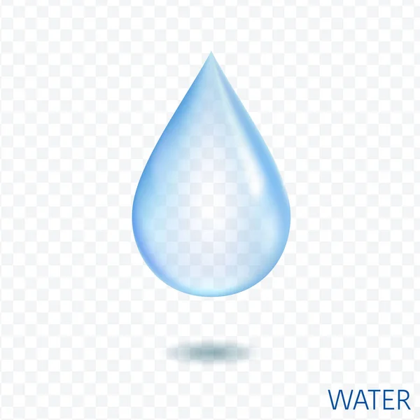 Wassertropfen. Realistisches Flüssigkeitstropfen. Tau pur. Aqua-Symbol — Stockvektor