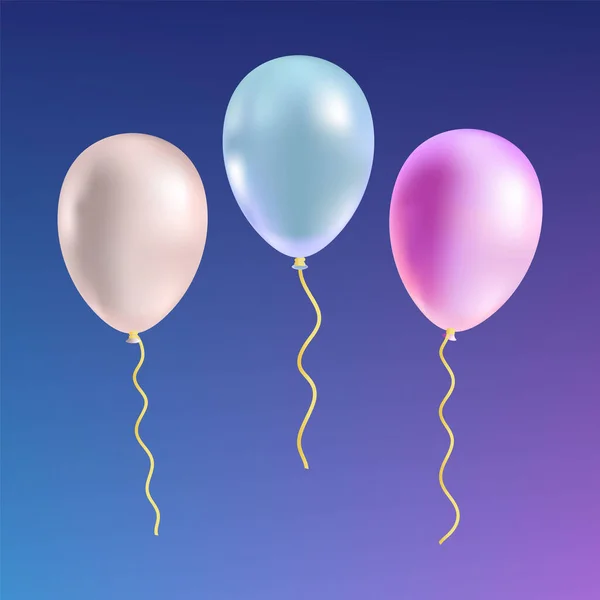 Ballons d'hélium brillant et coloré sur fond festif. Vecteur de qualité Premium . — Image vectorielle