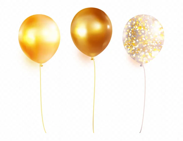 Guld heliumballong. Bidragsvektor. — Stock vektor