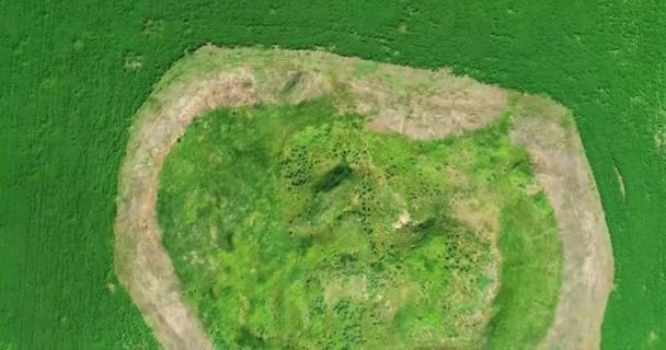 Malerischer Blick Auf Den Begräbnishügel Von Solokha Des Sensenkönigs Luftaufnahme — Stockvideo