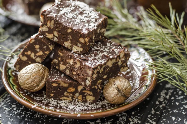 Fudge de chocolate com nozes de Nigella Lawson — Fotografia de Stock