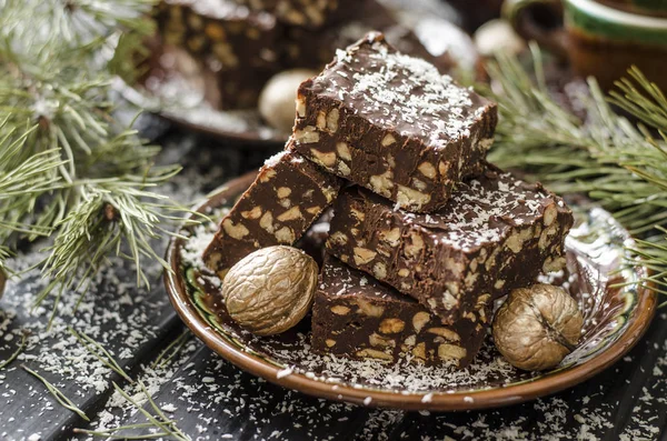 Fudge de chocolate com nozes de Nigella Lawson — Fotografia de Stock