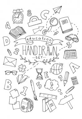 Elle çizilmiş doodle eğitim arka plan kümesi