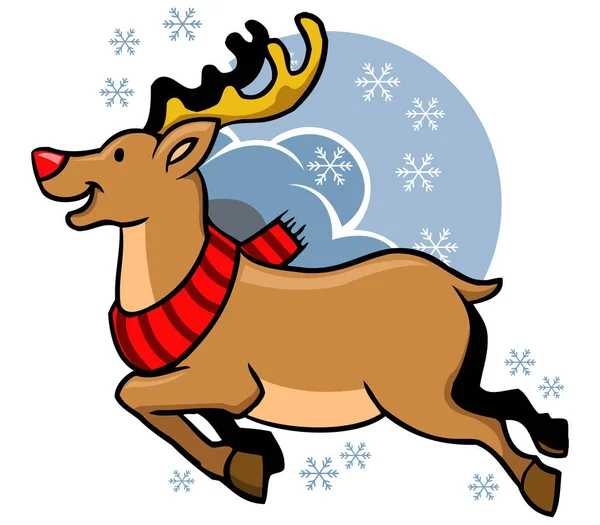 Rudolph voador Vermelho Nosed — Vetor de Stock