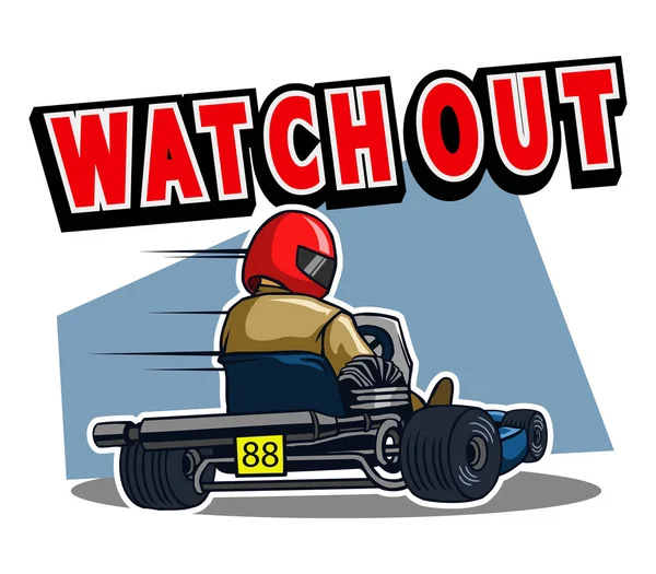 Beware van Go kart Race — Stockvector