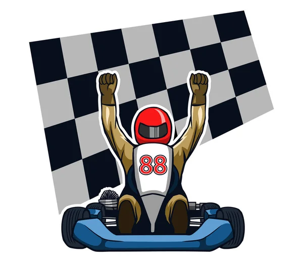 Go kart Winning Racer — Stock Vector