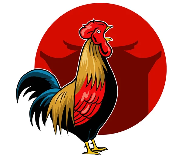 Crowing Rooster Vector — Stock Vector