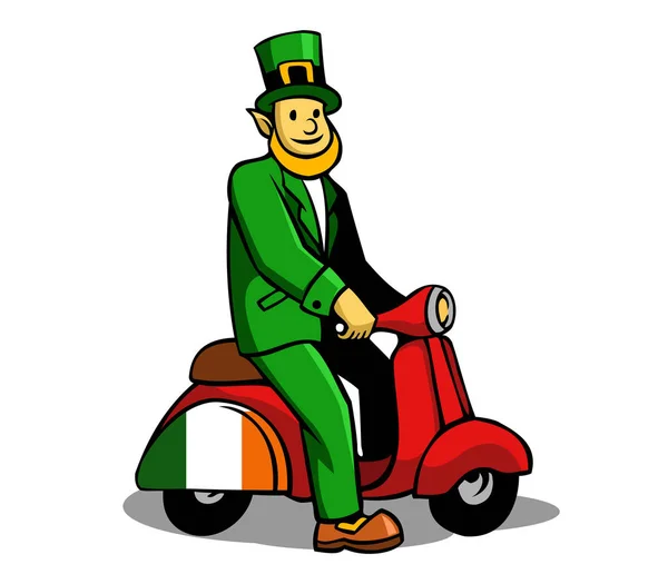 Leprechaun Ride Scooter — Stock Vector