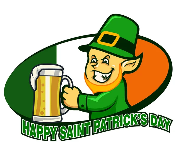 Leprechaun Hold Bière — Image vectorielle