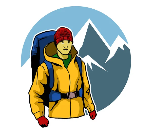 Альпініст і льоду гори — стоковий вектор