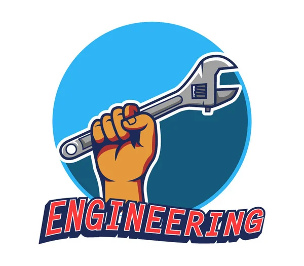 Emblema de engenharia de chave de mão —  Vetores de Stock