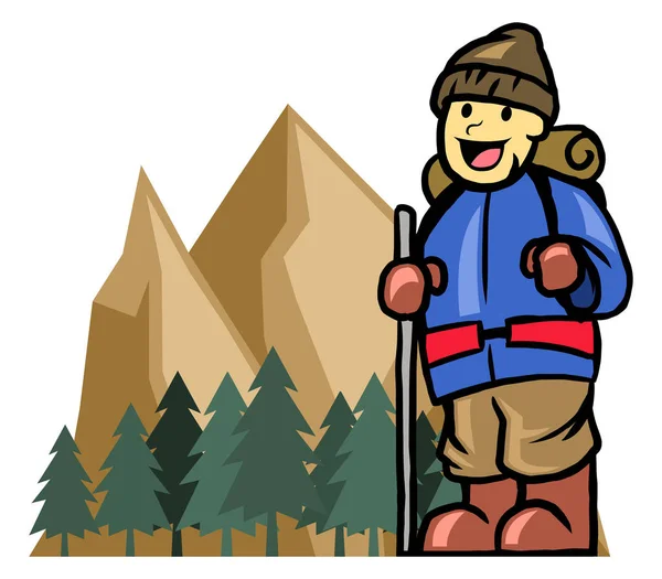 Alpinista de montagem menino — Vetor de Stock